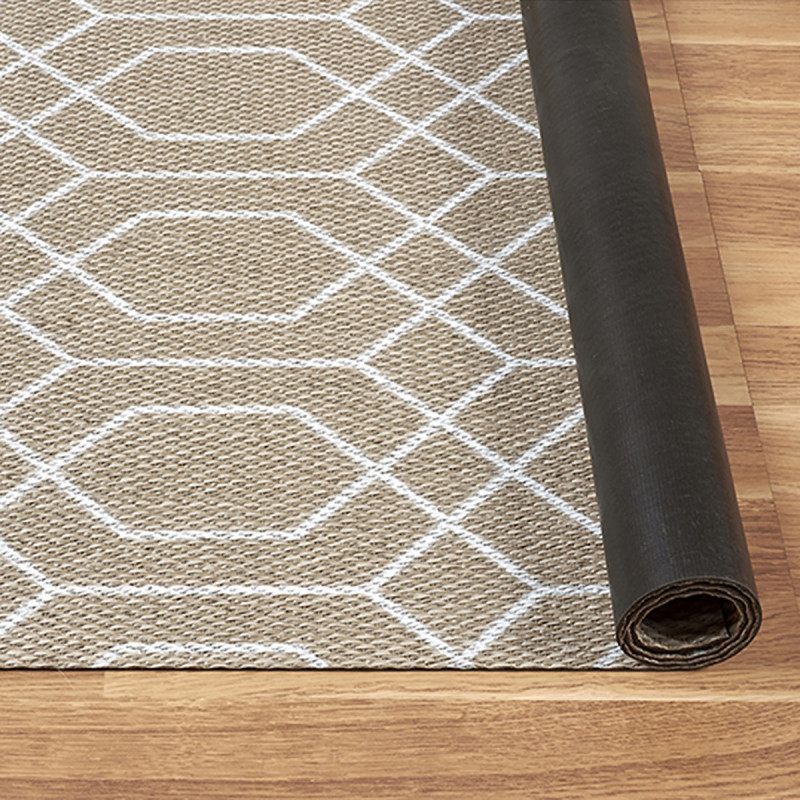 Alfombra de vinilo tejido blanca con geometría Scandi LEBLON