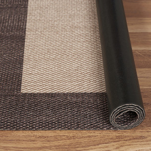 Alfombra de vinilo tejido con cenefa beige-choco - ELEGANT